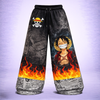 Anime Streetwear Jogger Pants – Monkey D. Luffy Flame Graphic Sweatpants